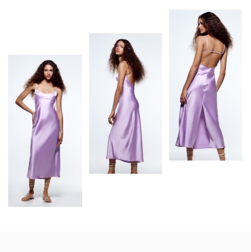 Zara Lavender Satin Slip Dress